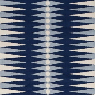 Schumacher x Mary Mcdonald Backgammon Cut Velvet Fabric in Blue For Sale