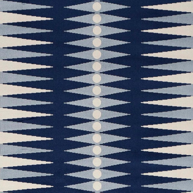 Schumacher x Mary Mcdonald Backgammon Cut Velvet Fabric in Blue For Sale