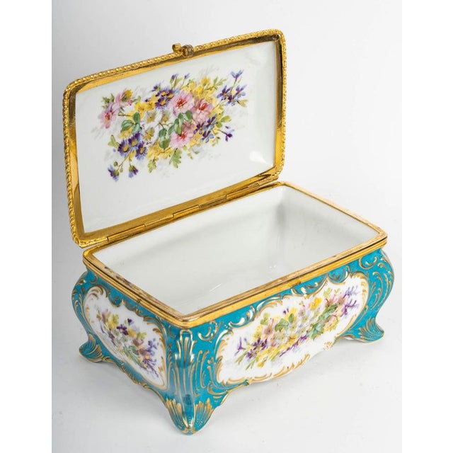 19th Century Napoleon III Sèvres Porcelain Box in Gilt Brass Mounting For Sale - Image 6 of 11