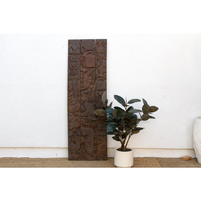 Wood 71" Tall Nupe Artisanal Carved Door For Sale - Image 7 of 7