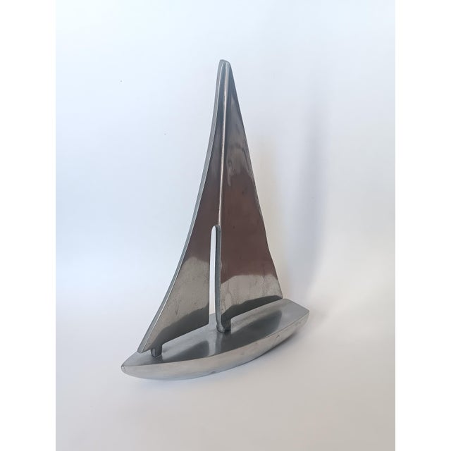 Brutalist Vintage French Aluminium Sailboat Figurine, 1970s For Sale - Image 3 of 8