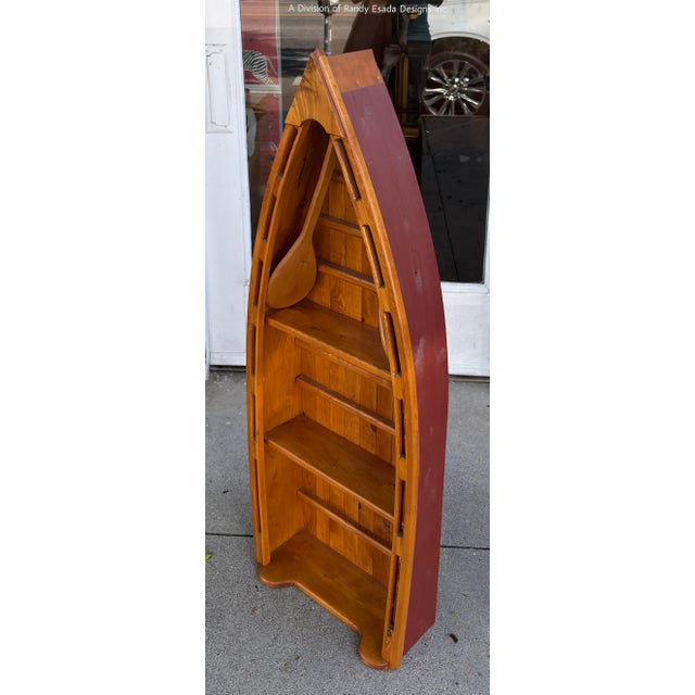 Vintage English Boat Form Etagere Bookshelf Bookcase For Sale - Image 4 of 7