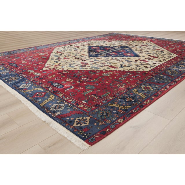 Ivory Vintage Turkish Heriz Rug, 09'00 X 11'11 For Sale - Image 8 of 10