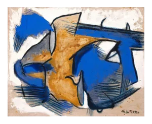 Giorgio Lo Fermo - Blue and Yellow Composition - Oil Painting - 2015