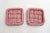 Pair of mid-century bottle coasters (or two small trivets), square shape with rounded corners, twisted rim, and openwork...