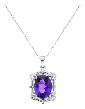7 Carat Amethyst Necklace 14k White Gold 16"