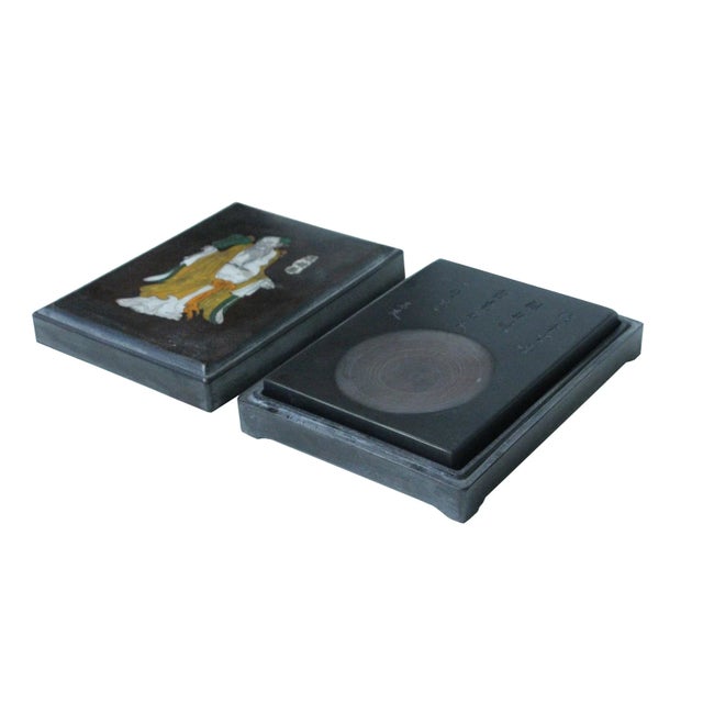 Chinese Mother of Pearl Inlay Box With Ink Stone Inkwell Pad For Sale In San Francisco - Image 6 of 7