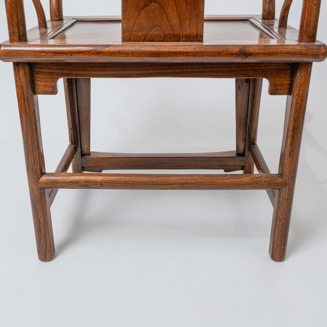 Pair of Chinese Ming-Style Horseshoe Armchairs in Solid Elm, Mid-20th Century For Sale - Image 14 of 16
