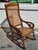 Victorian Antique 1870s Cherry Lincoln Rocking Chair Cane Seat & Back For Sale - Image 3 of 6