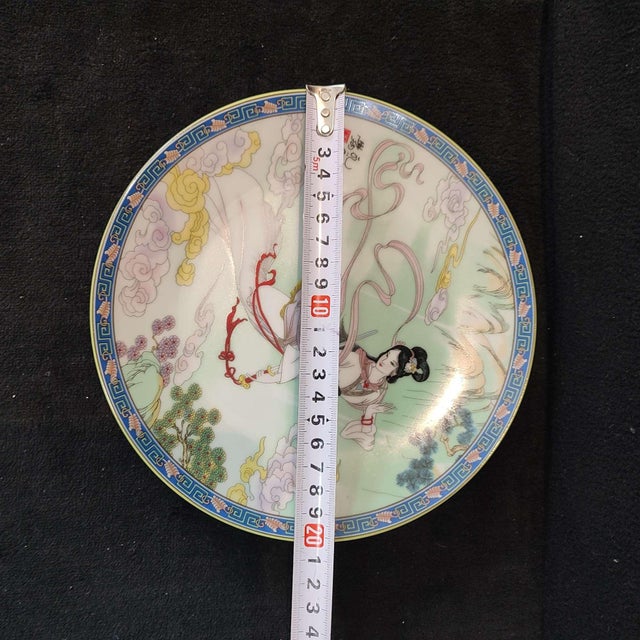 Chinese Ceramic Plate,Famille Rose Porcelain Plate Hand Painted Figures Story Pattern For Sale - Image 10 of 11