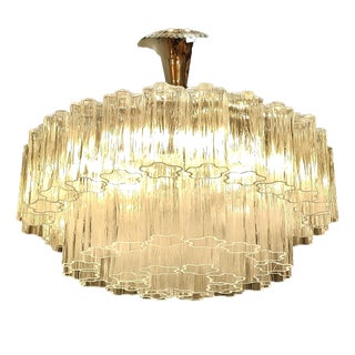 Vintage Murano Glass Ceiling Light in the style of Barovier, Italy, 1980s For Sale