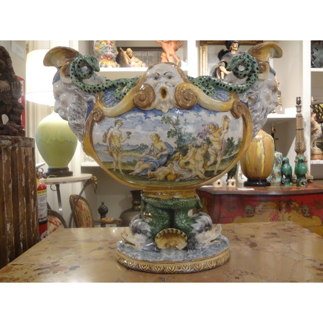 Early 20th Century Italian Majolica Urn For Sale - Image 12 of 13