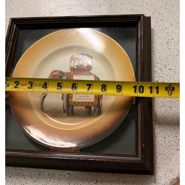 1910s Rare 1911 Antique Taylor Smith Taylor Circus Elephant Dinner Plate in Frame For Sale - Image 5 of 5