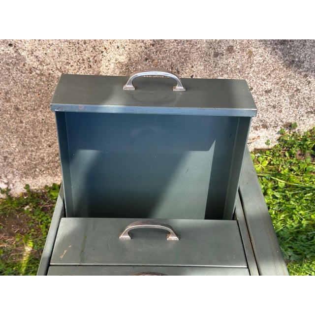 Vintage Industrial Desk in Green Metal, 1950s For Sale - Image 3 of 18