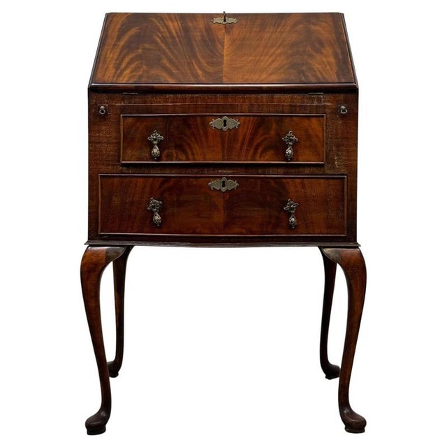 Small Antique English Edwardian Mahogany Secretaire For Sale - Image 14 of 14