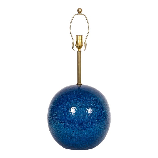 Aldo Londo for Bitossi Persian Blue "Ball" Table Lamp, circa 1950s For Sale