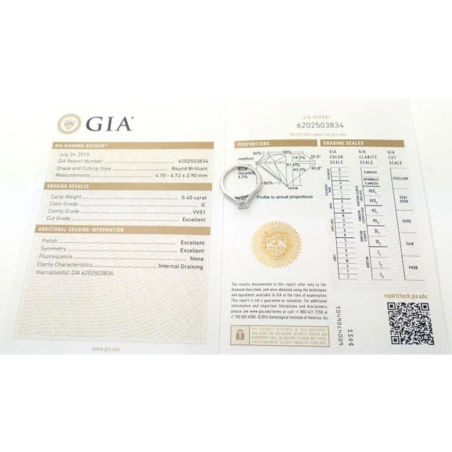 Metal Cartier Platinum .40ct VVS1/G Diamond Solitaire Engagement Ring, size 4.75 For Sale - Image 7 of 12