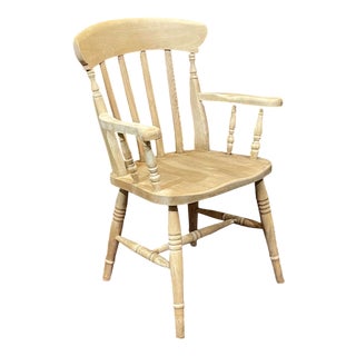 Vintage English Beechwood Armchair, 1980s For Sale