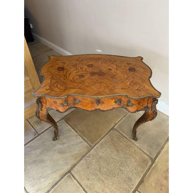 Antique French Freestanding Kingwood Marquetry Inlaid Centre Table, 1880s For Sale - Image 10 of 13