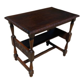 Vintage English Table With Book Trough For Sale