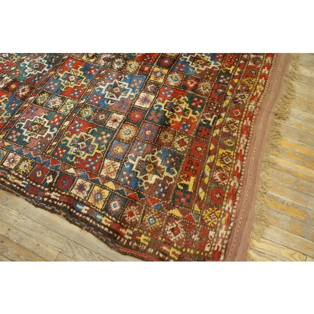 1900s Multicolor Geometric Tribal Antique Persian Quchan Kordi Carpet 5'4'' X 7'8'' Wool Rug For Sale - Image 9 of 12