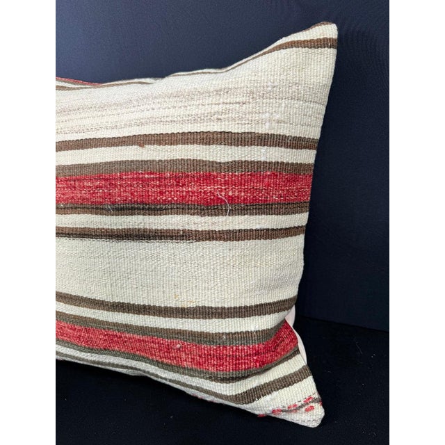 Contemporary Turkish Hemp Pillow Cushion Natural Beige Red Cushion Cover 20"x20" For Sale - Image 3 of 4