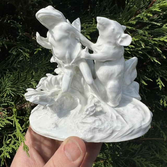Ceramic Antique Jean Gille Blanc de Chine Porcelain Rat and Toad Figural Group, 1865 For Sale - Image 7 of 18