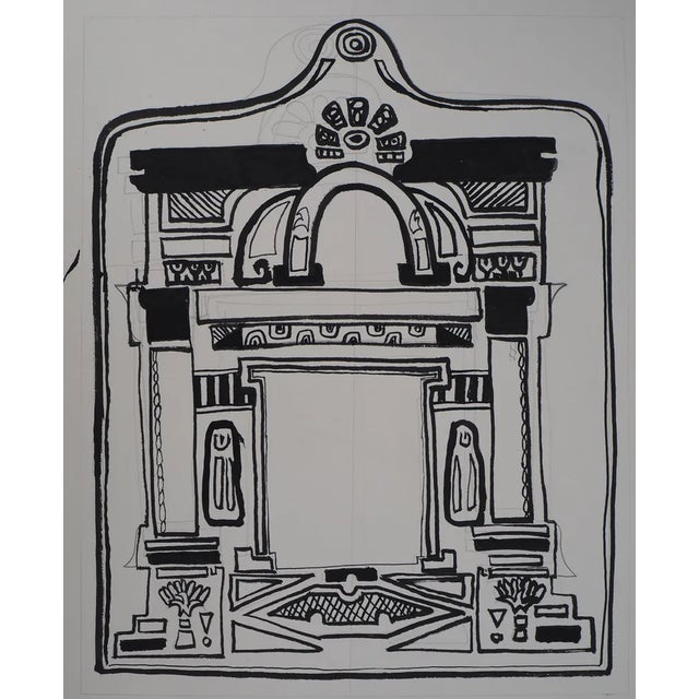 Jacques SOISSON (1928 - 2012) Study of Ketouba, circa 1970 Drawing in ink and pencil on vellum Unsigned On Arches vellum...