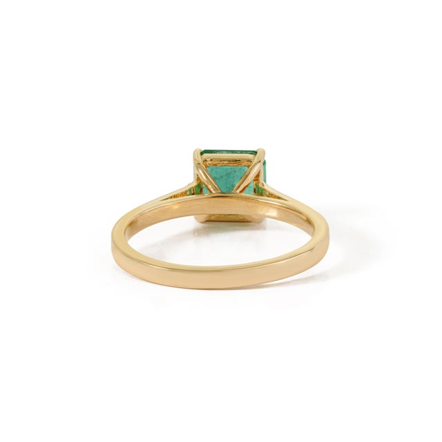 1.63ct Square Cut Zambian Emerald Diamond 14k Gold Victorian Engagement Ring Size 5 For Sale - Image 10 of 18