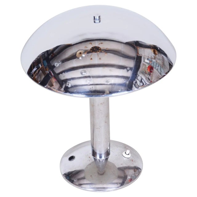 Silver Czech Chrome Bauhaus Table Lamp, 1930s For Sale - Image 8 of 8