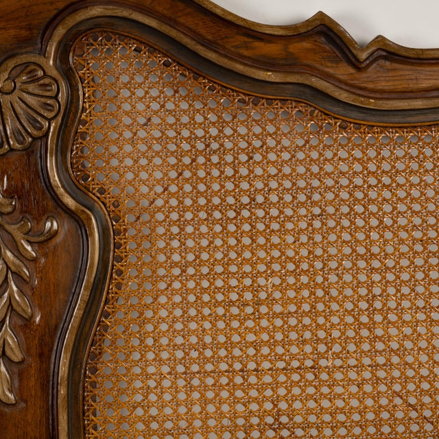 1980s Drexel Heritage Brittany King Headboard French Caning Wicker Carved Wood For Sale - Image 5 of 17