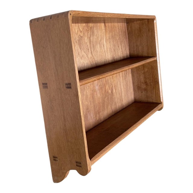 Beige Vintage Wall Shelf Curved Open Display Unit in Tiger Oak and Beech, 1970s For Sale - Image 8 of 10