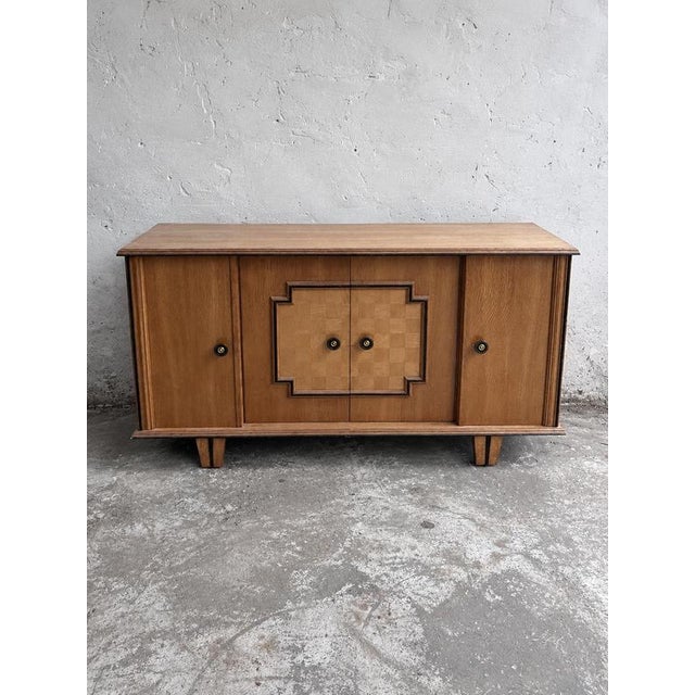 Art Deco Oak Sideboard with Geometric Doors, 1940s For Sale - Image 9 of 10
