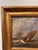 A dramatic antique maritime oil painting depicting sailing vessels navigating choppy seas beneath a moody, overcast sky....