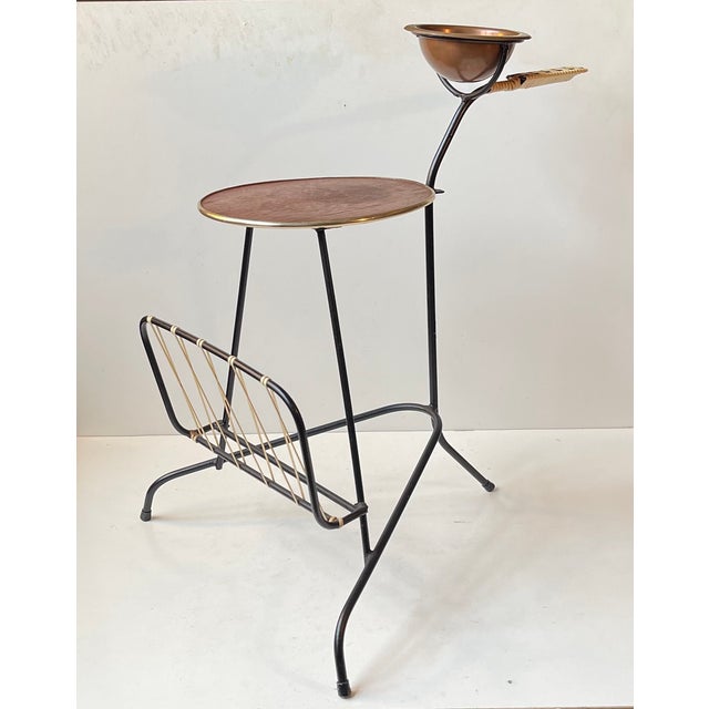 Danish Smokers Side Table and Magazine Rack in Teak and String Iron, 1950s For Sale - Image 4 of 10