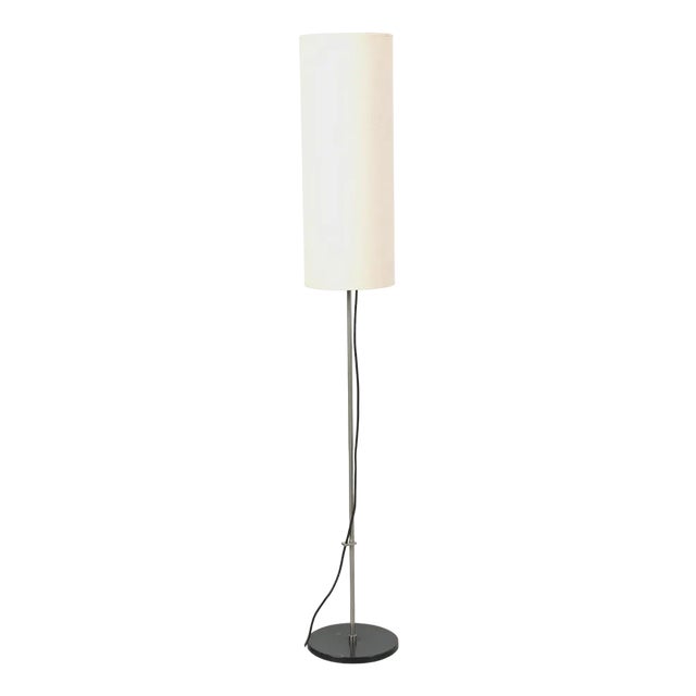 Vintage Floor Lamp with Beige Tube Shade For Sale