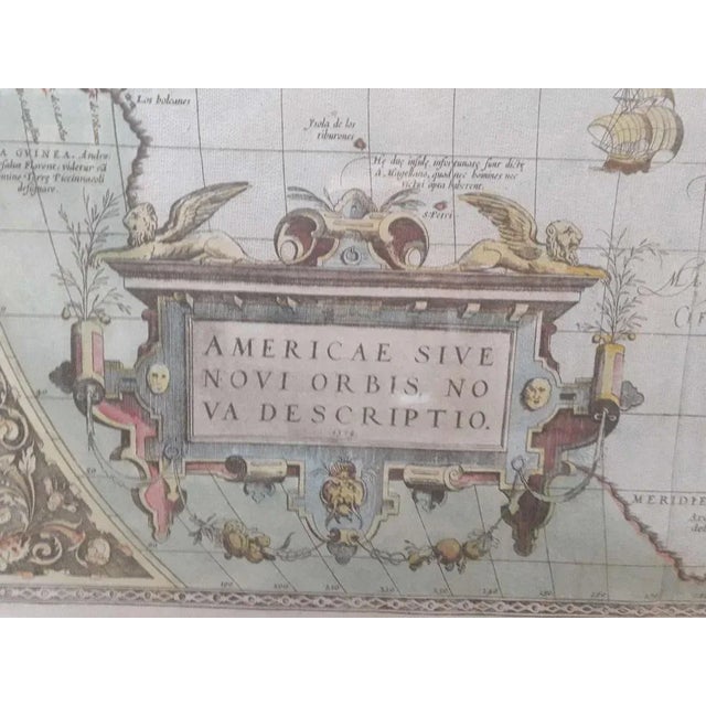 Antique Watercolor Print Map or the Americas, 1890s For Sale - Image 3 of 4