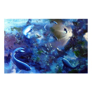 Leibniz Universe 1u, Colorful Underwater Scene, Oil on Canvas, 2016 For Sale