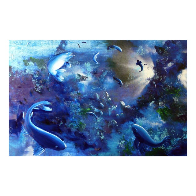 Leibniz Universe 1u, Colorful Underwater Scene, Oil on Canvas, 2016 For Sale