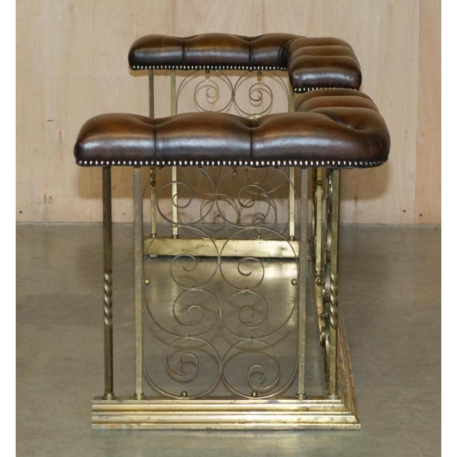 Antique Club Fender with Brown Leather Chesterfield Seats For Sale - Image 17 of 18