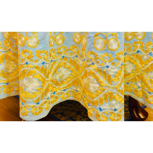 Mid 20th Century Round Ghabani Embroidered Tablecloth. For Sale - Image 4 of 6