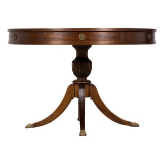 Early 20th Century English Regency Revival Leather Top Center Table For Sale