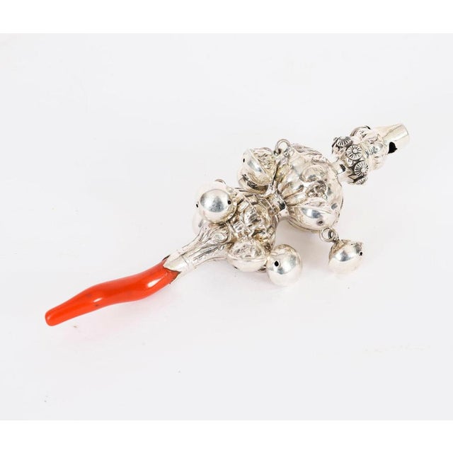 Red Vintage Sterling Silver Baby Rattle, 20th Century For Sale - Image 8 of 15