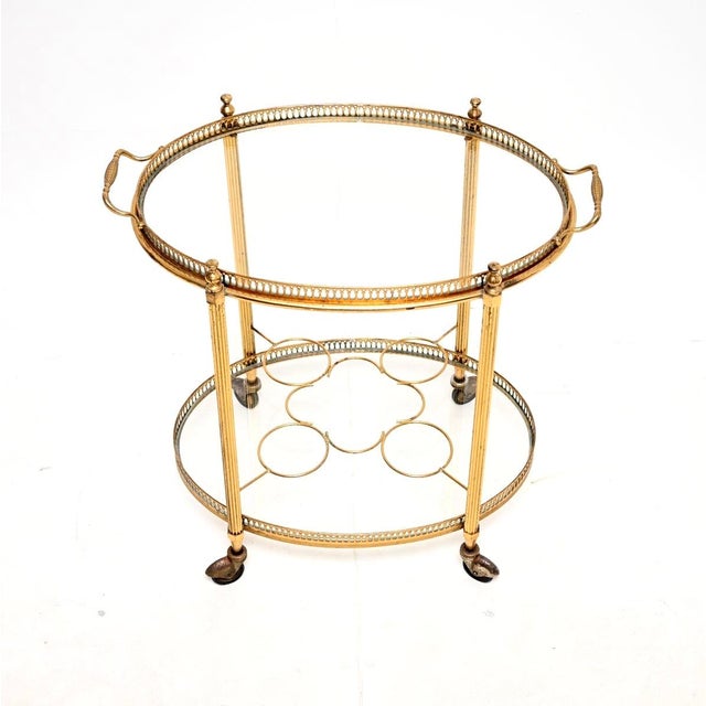 1960s Vintage French Brass Drinks Trolley, 1960s For Sale - Image 5 of 11