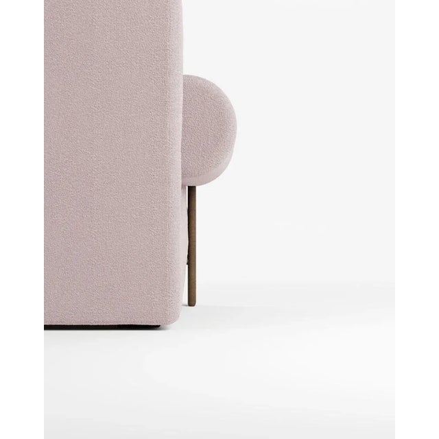 Contemporary Paloma Sofa in Boucle Rose and Smoked Oak by Bernhardt & Vella for Collector For Sale - Image 3 of 5