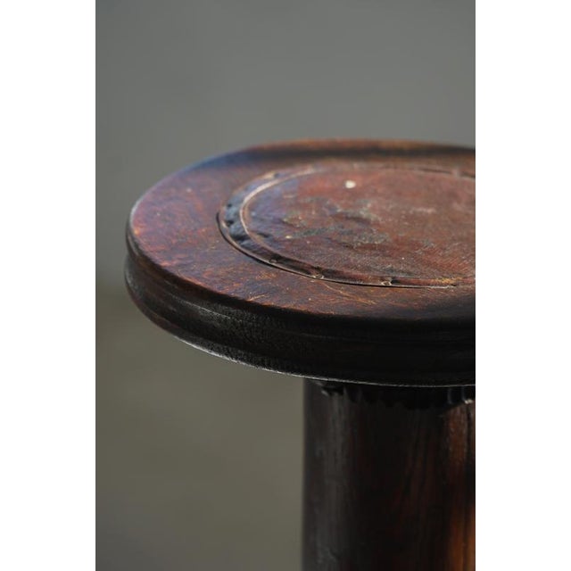 Brown Danish Art Nouveau Adjustable Stool in Carved Wood, 1920s For Sale - Image 8 of 18