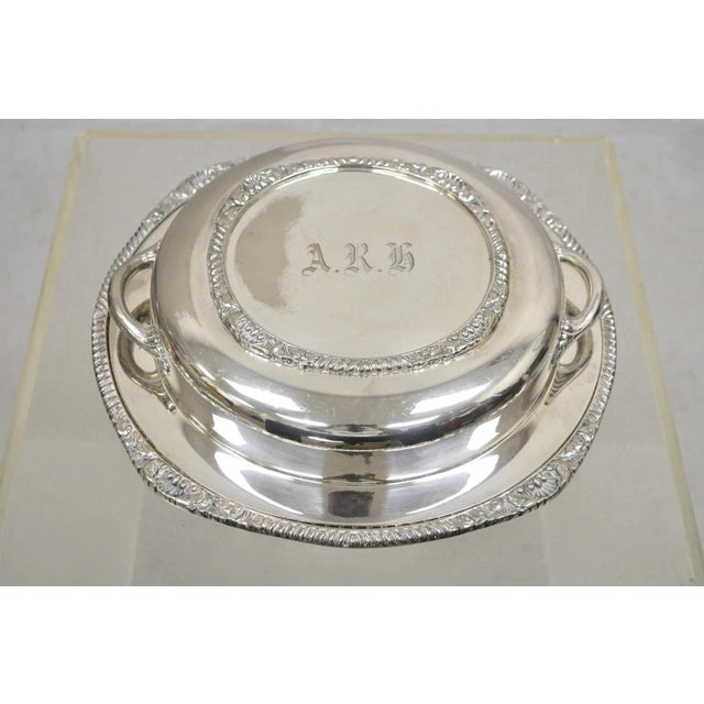 Vintage English Victorian Epc Silver Plated Lidded Dome Serving Platter Engraved For Sale - Image 12 of 12
