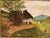 Charming small vintage landscape painting. Oil on panel measures 5 1/2” x 7” With original frame measures 7” x 9”. Signed...
