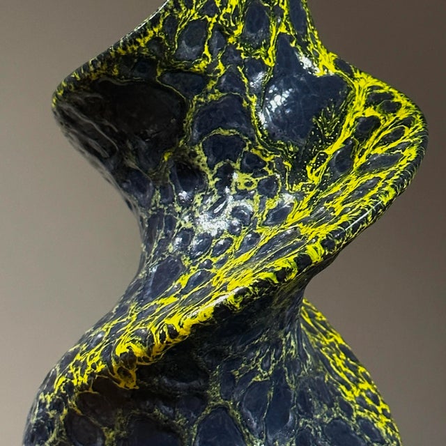Ceramic Vintage Postmodern Glossy Lava Glaze Twisted Vase For Sale - Image 7 of 10