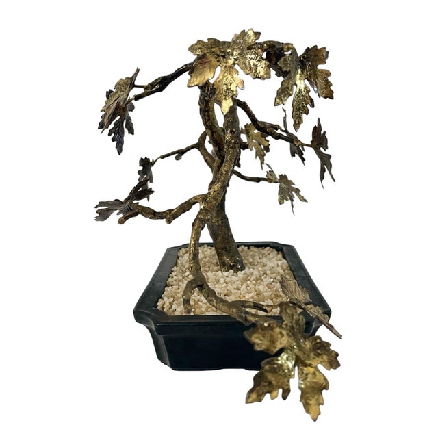 Mid-Century Modern Rare Bovano Maple Bonsai Tree Perry Marshall Signed Bronze Gilt For Sale - Image 3 of 8